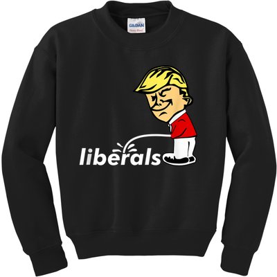 Pro Trump Anti Liberal Donald Trump Pissing On Liberals Kids Sweatshirt