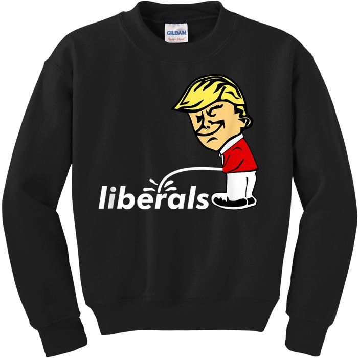 Pro Trump Anti Liberal Donald Trump Pissing On Liberals Kids Sweatshirt