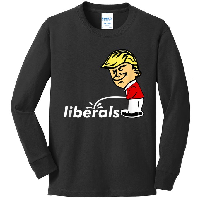 Pro Trump Anti Liberal Donald Trump Pissing On Liberals Kids Long Sleeve Shirt