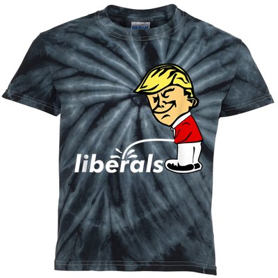 Pro Trump Anti Liberal Donald Trump Pissing On Liberals Kids Tie-Dye T-Shirt