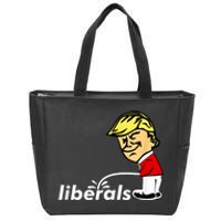 Pro Trump Anti Liberal Donald Trump Pissing On Liberals Zip Tote Bag