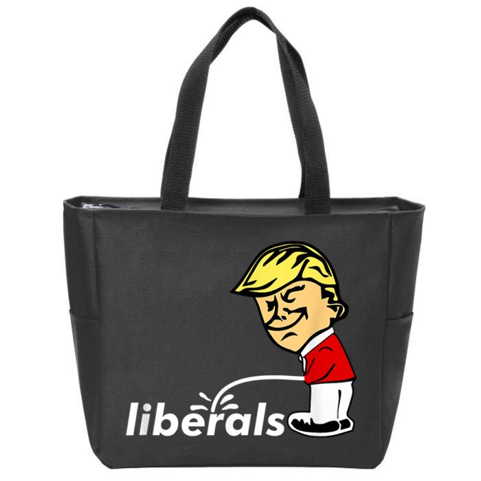 Pro Trump Anti Liberal Donald Trump Pissing On Liberals Zip Tote Bag