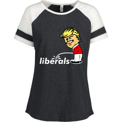 Pro Trump Anti Liberal Donald Trump Pissing On Liberals Enza Ladies Jersey Colorblock Tee