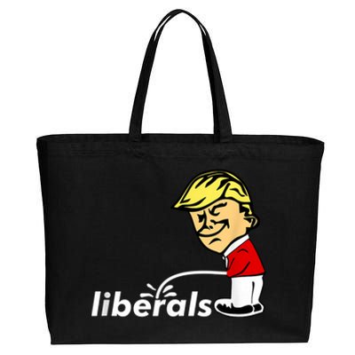 Pro Trump Anti Liberal Donald Trump Pissing On Liberals Cotton Canvas Jumbo Tote