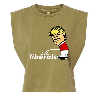 Pro Trump Anti Liberal Donald Trump Pissing On Liberals Garment-Dyed Women's Muscle Tee