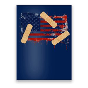 Patriotic Tattered American Flag With Bandages Poster