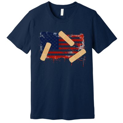 Patriotic Tattered American Flag With Bandages Premium T-Shirt