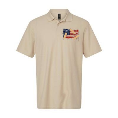 Patriotic Tattered American Flag With Bandages Softstyle Adult Sport Polo