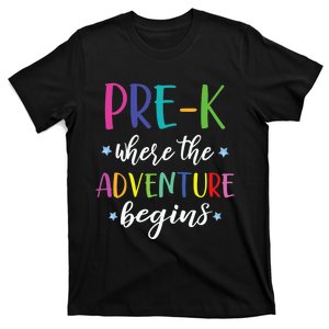 Pre-K Teacher Adventure Begins First Day Preschool Teachers T-Shirt