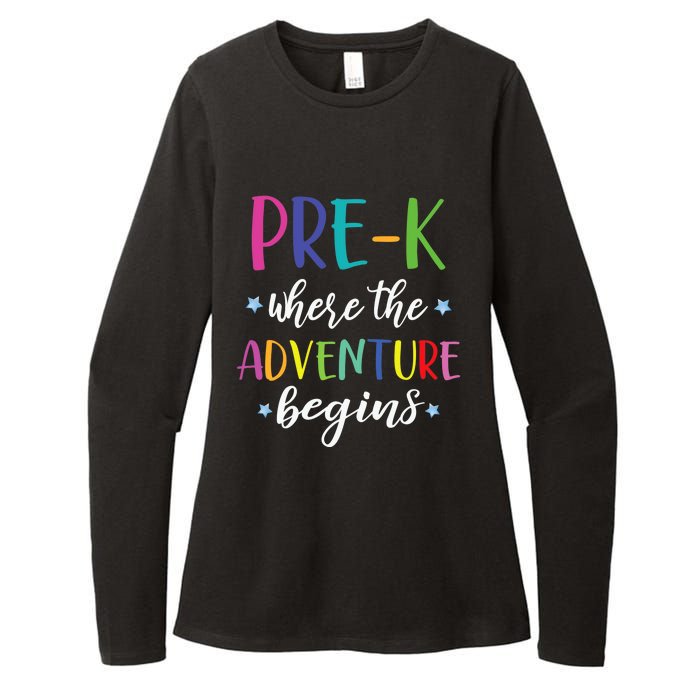 Pre-K Teacher Adventure Begins First Day Preschool Teachers Womens CVC Long Sleeve Shirt