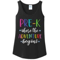 Pre-K Teacher Adventure Begins First Day Preschool Teachers Ladies Essential Tank