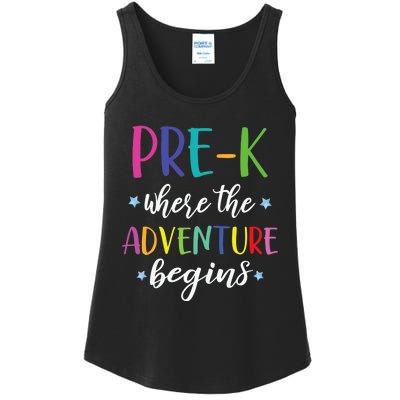 Pre-K Teacher Adventure Begins First Day Preschool Teachers Ladies Essential Tank