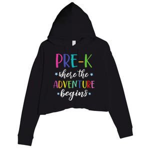 Pre-K Teacher Adventure Begins First Day Preschool Teachers Crop Fleece Hoodie