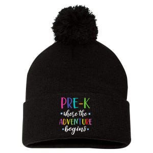 Pre-K Teacher Adventure Begins First Day Preschool Teachers Pom Pom 12in Knit Beanie