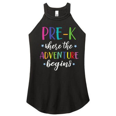 Pre-K Teacher Adventure Begins First Day Preschool Teachers Women's Perfect Tri Rocker Tank