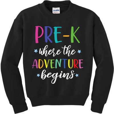 Pre-K Teacher Adventure Begins First Day Preschool Teachers Kids Sweatshirt