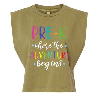 Pre-K Teacher Adventure Begins First Day Preschool Teachers Garment-Dyed Women's Muscle Tee