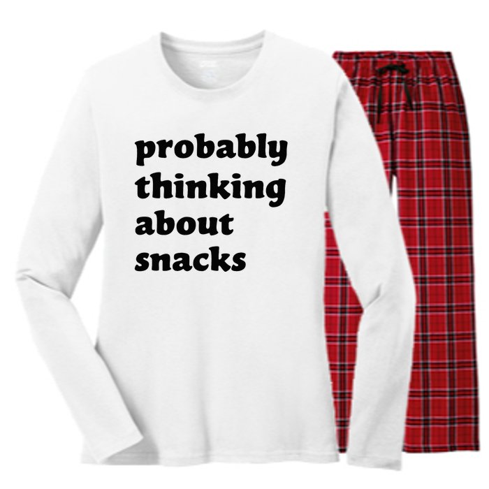 Probably Thinking About Snacks Women's Long Sleeve Flannel Pajama Set 