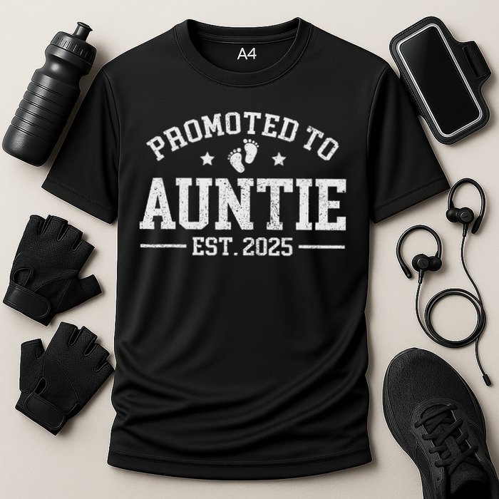 Promoted To Auntie Est. 2025 Baby Announcement For Aunt Cooling Performance Crew T-Shirt