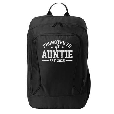 Promoted To Auntie Est. 2025 Baby Announcement For Aunt City Backpack