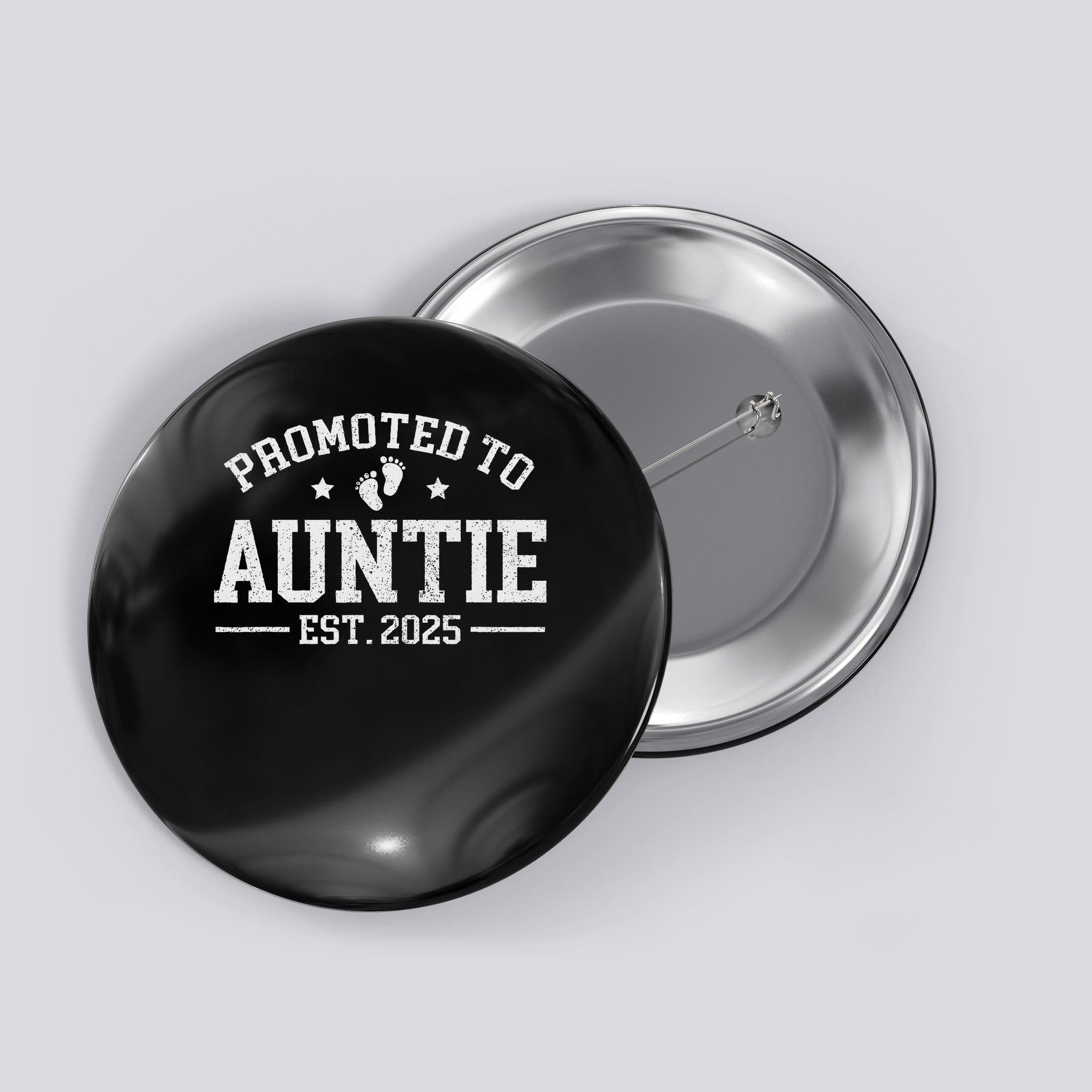 Promoted To Auntie Est. 2025 Baby Announcement For Aunt Button