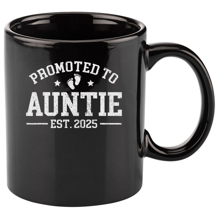 Promoted To Auntie Est. 2025 Baby Announcement For Aunt 11oz C Handle Ceramic Mug