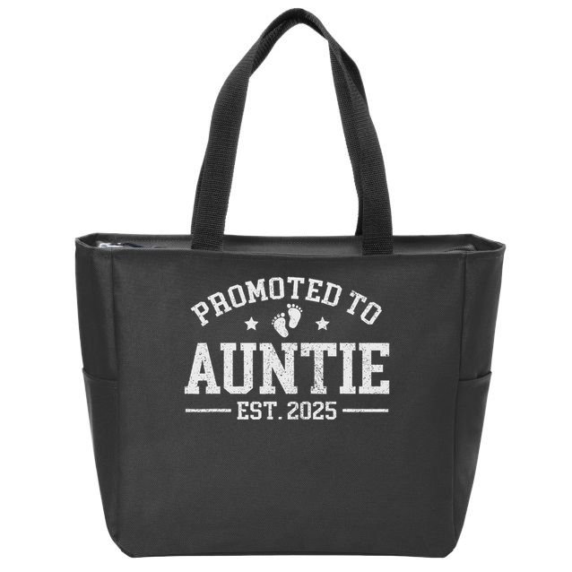 Promoted To Auntie Est. 2025 Baby Announcement For Aunt Zip Tote Bag