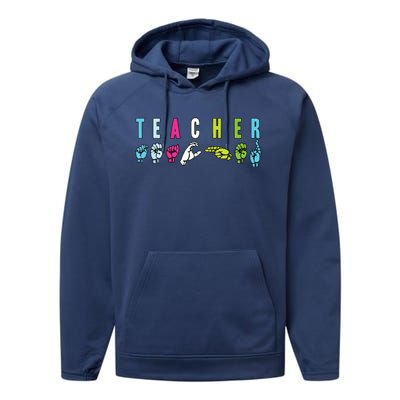 Proud Teacher ASL Sign Language Gestures Performance Fleece Hoodie