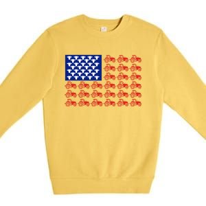 Patriotic Tractor American Flag 4th Of July Farmer Cow Lover Cute Gift Premium Crewneck Sweatshirt