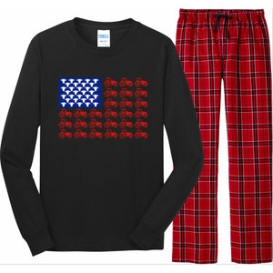 Patriotic Tractor American Flag 4th Of July Farmer Cow Lover Cute Gift Long Sleeve Pajama Set