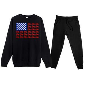 Patriotic Tractor American Flag 4th Of July Farmer Cow Lover Cute Gift Premium Crewneck Sweatsuit Set