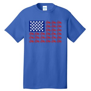 Patriotic Tractor American Flag 4th Of July Farmer Cow Lover Cute Gift Tall T-Shirt