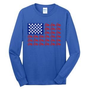 Patriotic Tractor American Flag 4th Of July Farmer Cow Lover Cute Gift Tall Long Sleeve T-Shirt