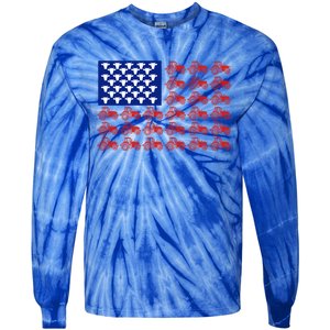 Patriotic Tractor American Flag 4th Of July Farmer Cow Lover Cute Gift Tie-Dye Long Sleeve Shirt