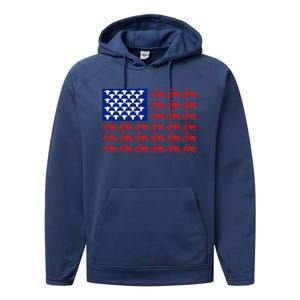 Patriotic Tractor American Flag 4th Of July Farmer Cow Lover Cute Gift Performance Fleece Hoodie