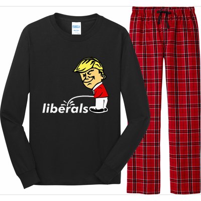 Pro Trump Anti Liberal Donald Trump Pissing On Liberals Long Sleeve Pajama Set