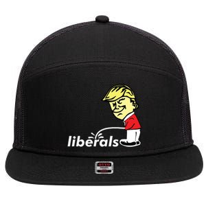 Pro Trump Anti Liberal Donald Trump Pissing On Liberals Gift 7 Panel Mesh Trucker Snapback Hat