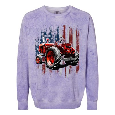 Patriotic Tractor American Flag Tractor Farmer Farm Gift Colorblast Crewneck Sweatshirt