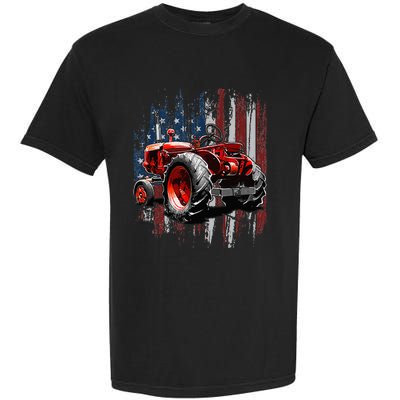 Patriotic Tractor American Flag Tractor Farmer Farm Gift Garment-Dyed Heavyweight T-Shirt