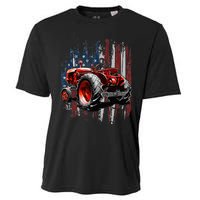 Patriotic Tractor American Flag Tractor Farmer Farm Gift Cooling Performance Crew T-Shirt