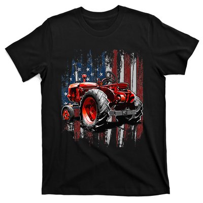 Patriotic Tractor American Flag Tractor Farmer Farm Gift T-Shirt