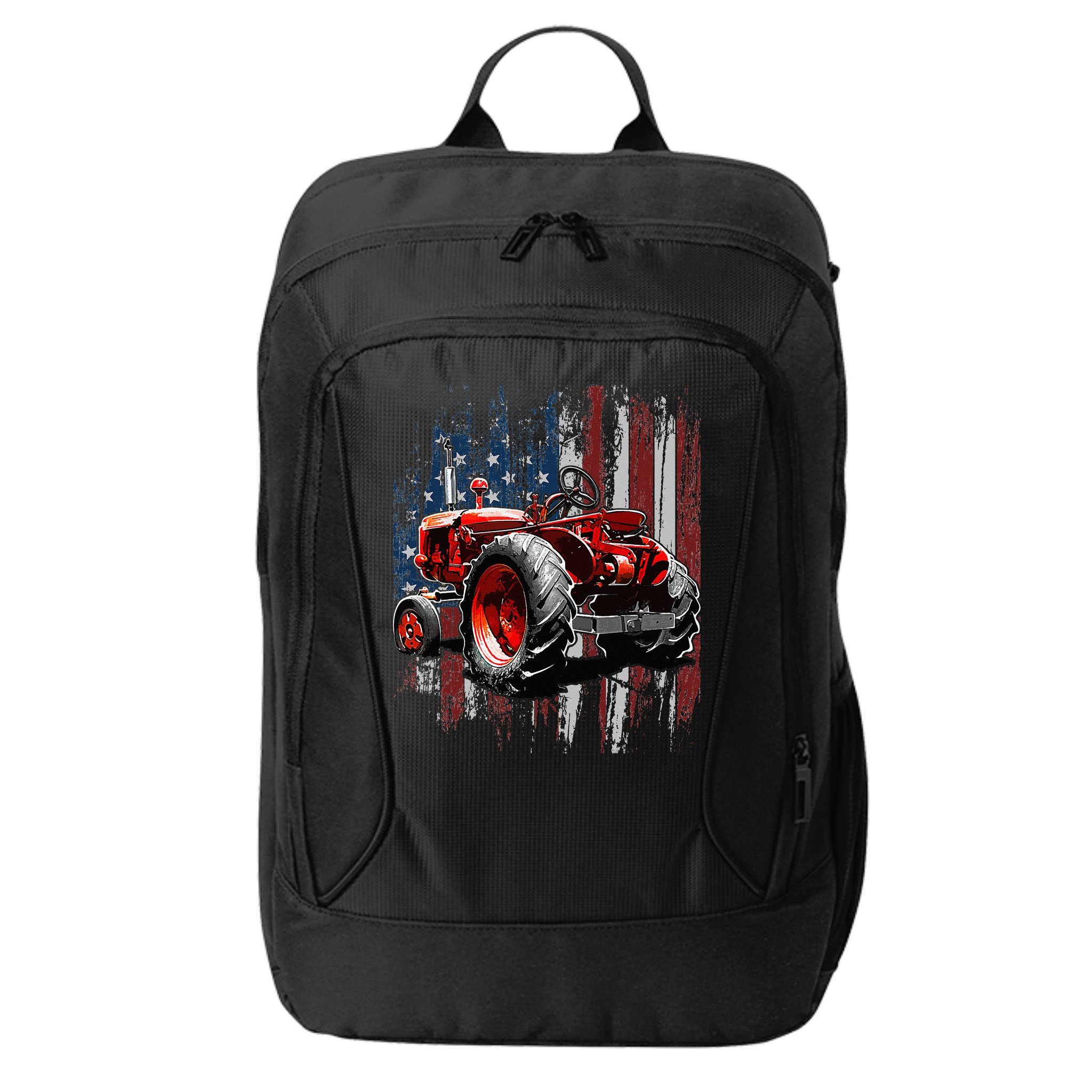 Patriotic Tractor American Flag Tractor Farmer Farm Gift City Backpack
