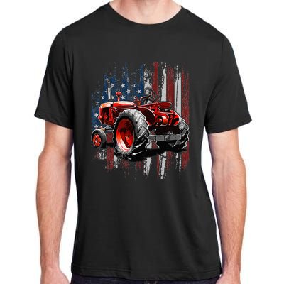 Patriotic Tractor American Flag Tractor Farmer Farm Gift Adult ChromaSoft Performance T-Shirt