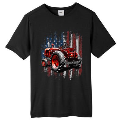 Patriotic Tractor American Flag Tractor Farmer Farm Gift Tall Fusion ChromaSoft Performance T-Shirt