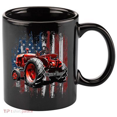 Patriotic Tractor American Flag Tractor Farmer Farm Gift 11oz C Handle Ceramic Mug