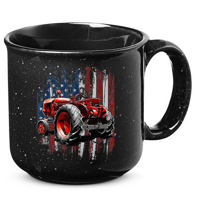 Patriotic Tractor American Flag Tractor Farmer Farm Gift 15oz Campfire Ceramic Mug