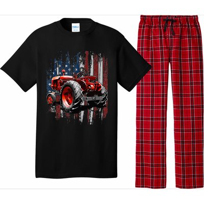 Patriotic Tractor American Flag Tractor Farmer Farm Gift Pajama Set