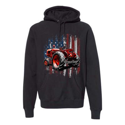 Patriotic Tractor American Flag Tractor Farmer Farm Gift Premium Hoodie