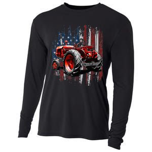 Patriotic Tractor American Flag Tractor Farmer Farm Gift Cooling Performance Long Sleeve Crew