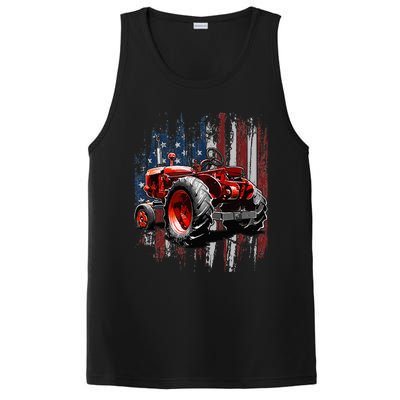 Patriotic Tractor American Flag Tractor Farmer Farm Gift PosiCharge Competitor Tank